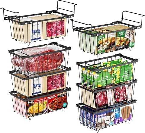 8-piece freezer organizer set with baskets and bins