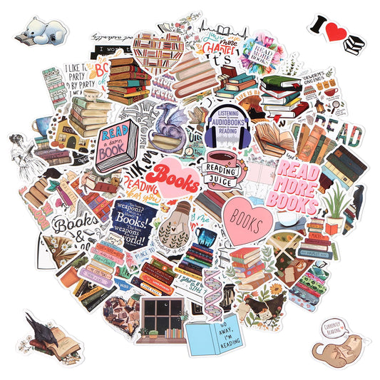 100 Pack Cute Book Stickers for E-Readers and Laptops