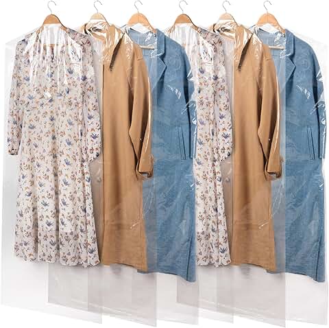 50 Clear Long Plastic Garment Bags for Clothes