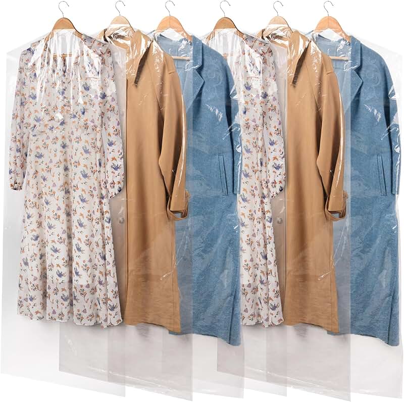 50 Clear Long Plastic Garment Bags for Clothes