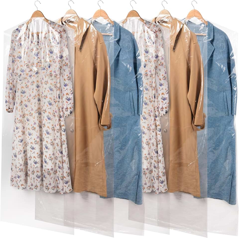 50 Clear Long Plastic Garment Bags for Clothes