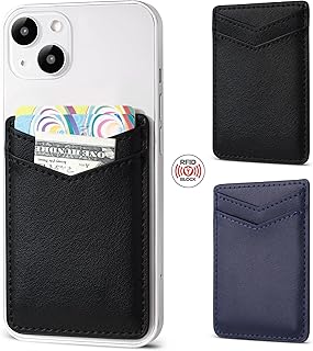 Two Leather Phone Wallets with Adhesive for Back of Phone