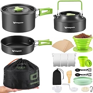 Lightweight Camping Cookware Set with Pot Pan and Coffee Dripper
