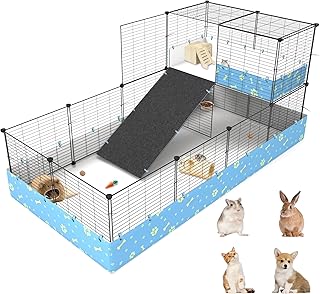 Two-Story Large Animal Cage with Tarp and Loft