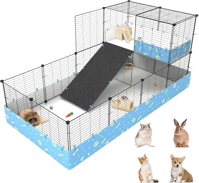 Two-Story Large Animal Cage with Tarp and Loft