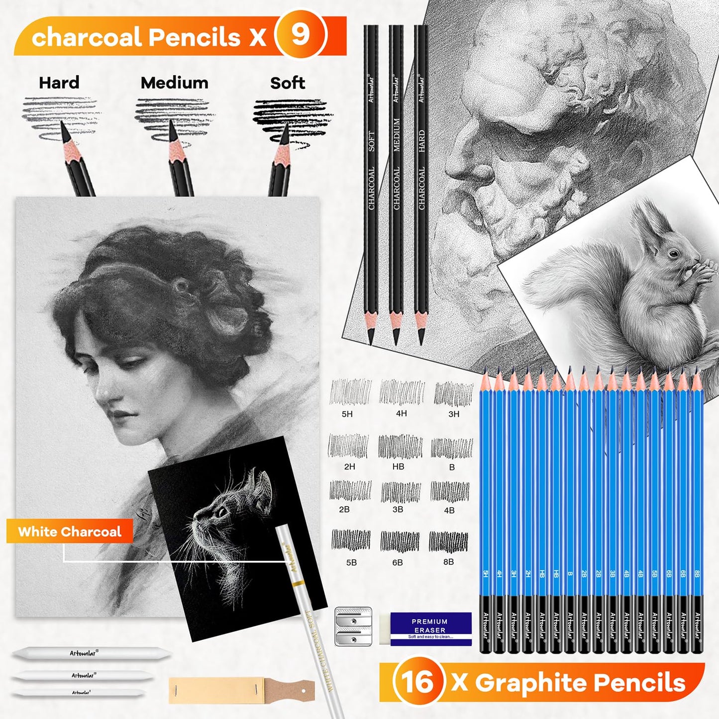 76-Piece Art Drawing Supplies Set with Sketchbook and Coloring Book