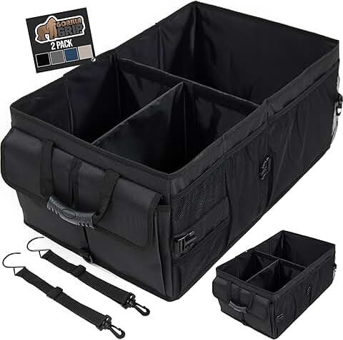 Large Capacity Sturdy Trunk Organizer, Water Resistant, 2 Pack