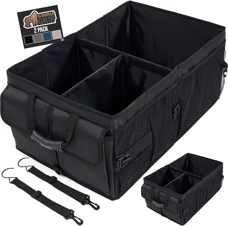 Large Capacity Sturdy Trunk Organizer, Water Resistant, 2 Pack