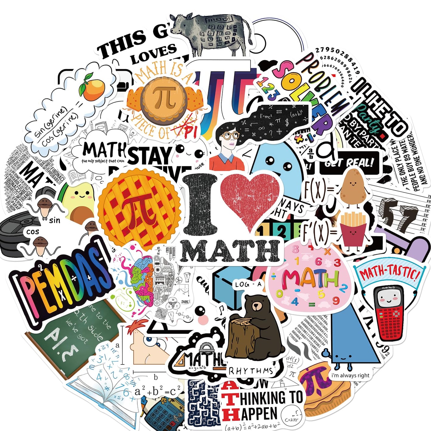 Math and Science Stickers for Students, 50 Pieces