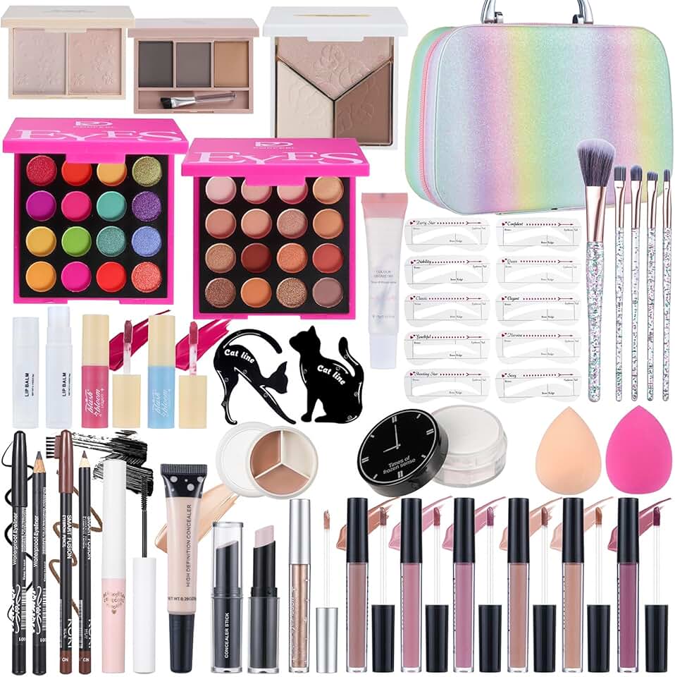 Makeup Kit for Girls and Women with Eyeshadow, Brushes, Lip Gloss