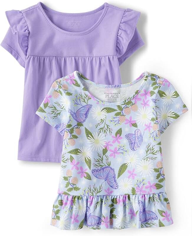 Baby Girl and Toddler Short Sleeve Flutter Shirt