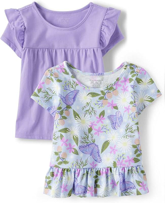 Baby Girl and Toddler Short Sleeve Flutter Shirt