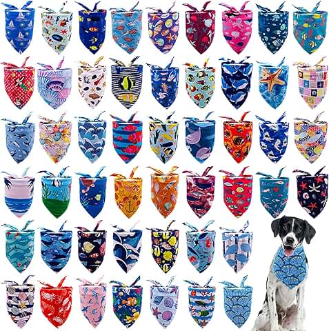 50 Large Dog Bandanas, Ocean Summer Blue