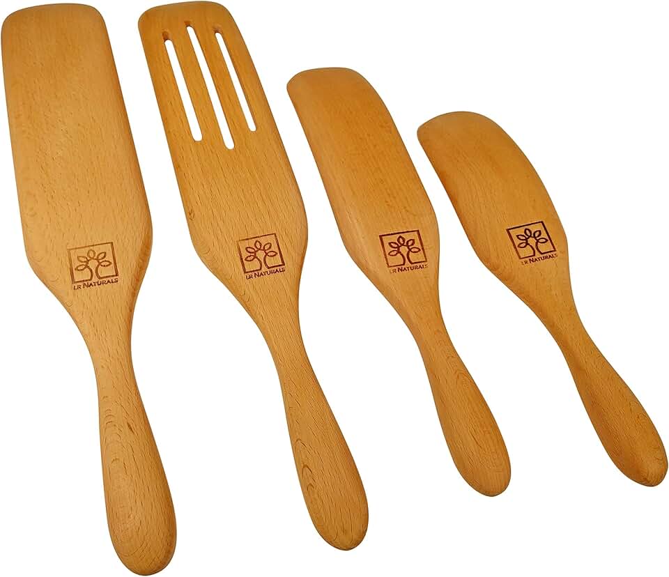 5-Piece Wooden Spurtle and Spatula Set for Cooking