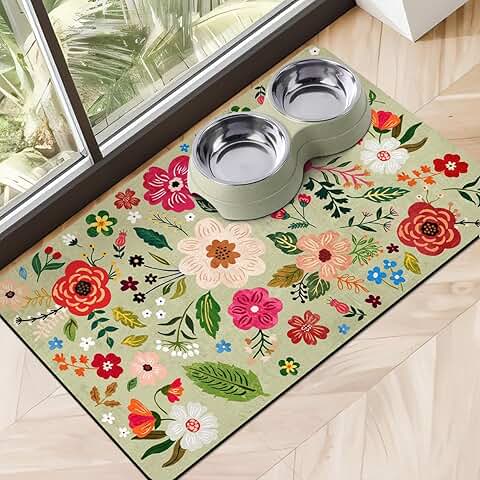 Eco-Friendly Absorbent Quick-Dry Pet Food Mat 24x32