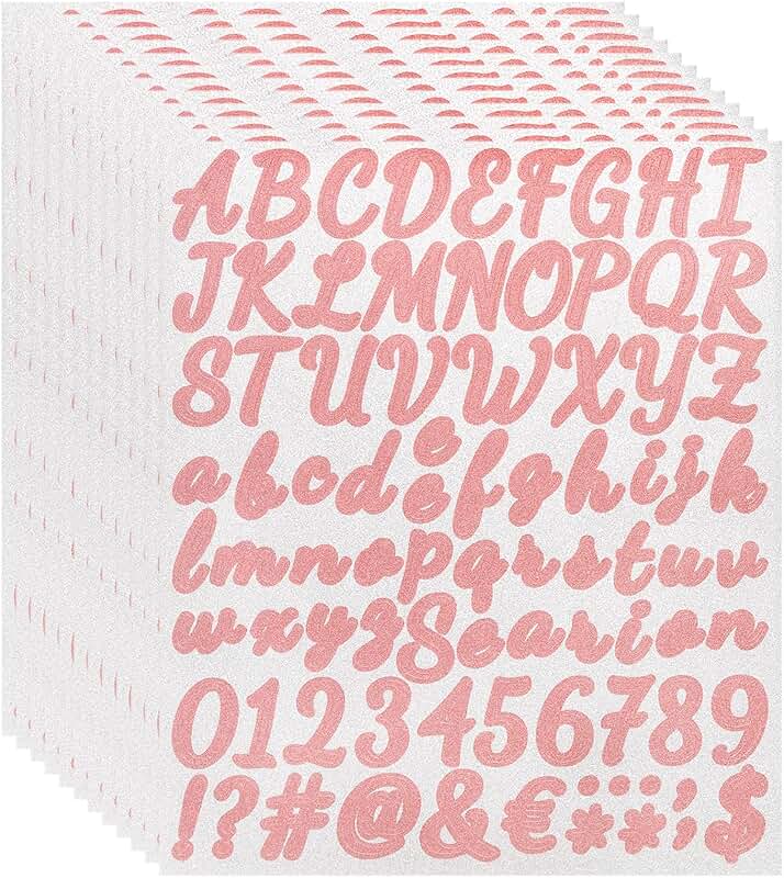 912-Piece Glitter Letter Sticker Set in Red