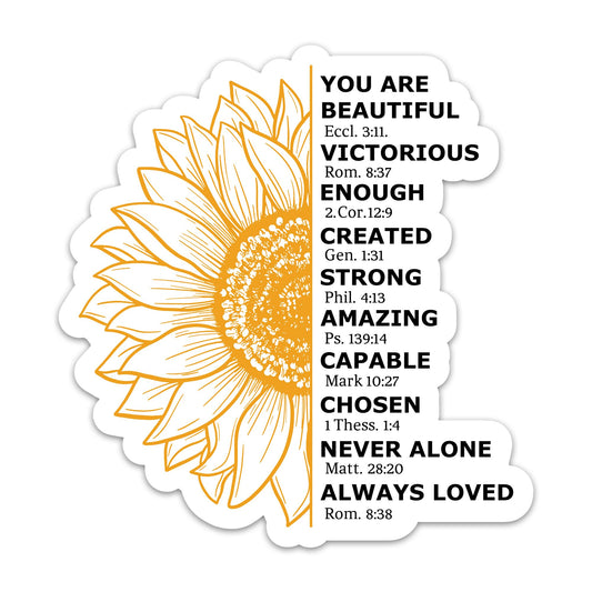 Set of three Christian faith sunflower stickers