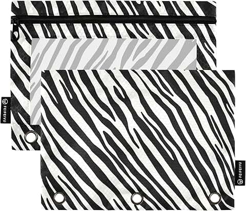 Zebra Print Pencil Pouch with Clear Window, 2 Pack