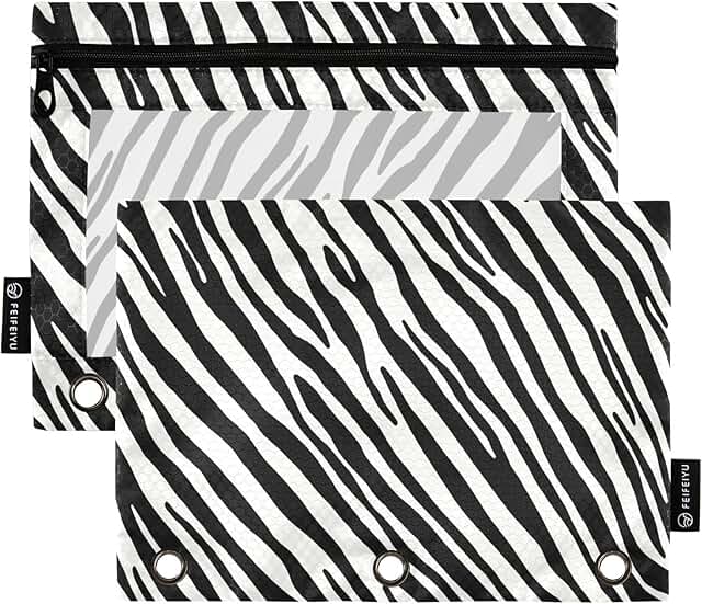 Zebra Print Pencil Pouch with Clear Window, 2 Pack