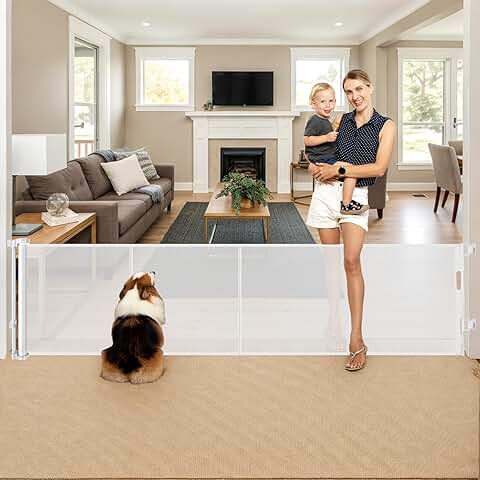 Tall Retractable Baby and Pet Gate, 28 Inch, 100 Inch Wide