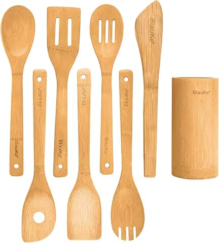 8-Pack Wooden Cooking Spoons and Utensils Set