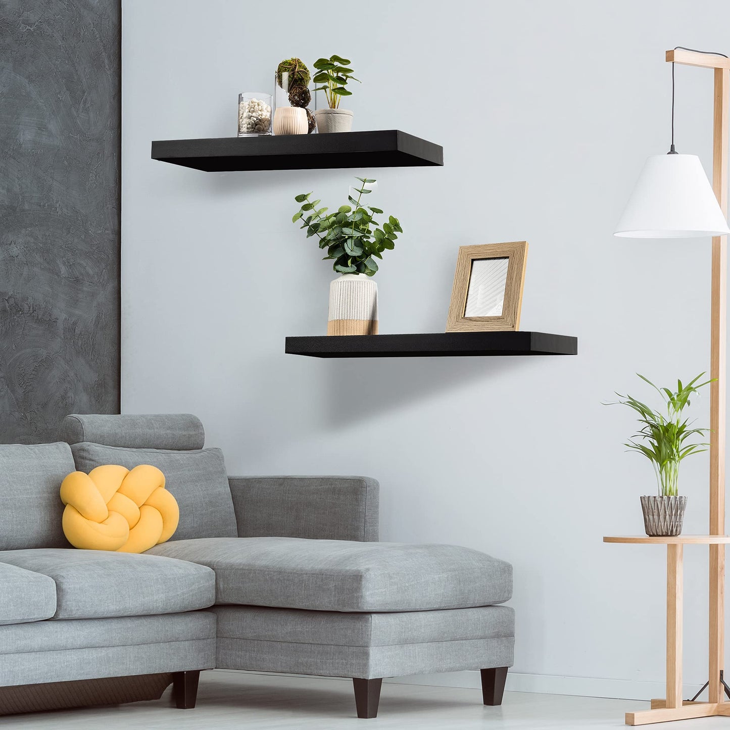 Floating Shelf Large 24 x 9  Hanging Wall Shelves Decoration  Perfect Trophy Display, Photo Frames  Extra Long 24 Inch Black)