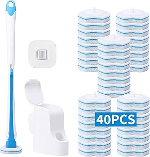 Disposable Toilet Brush with 40 Refills and Wall Mount