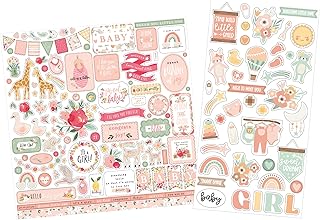 Baby Girl Scrapbook Stickers with Flowers and Toys