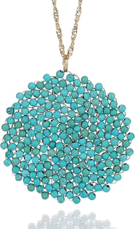 Handmade Crystal Circle Pendant Necklace for Women