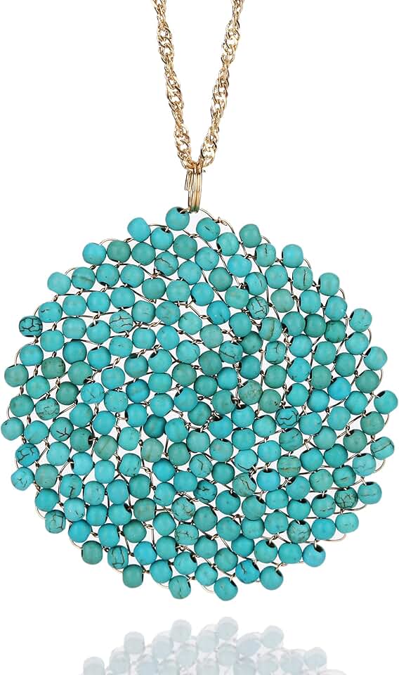 Handmade Crystal Circle Pendant Necklace for Women