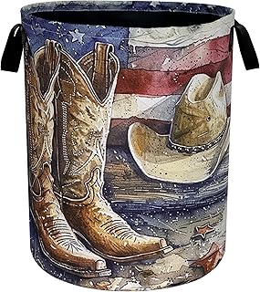 Foldable American Flag Laundry Basket with Handle