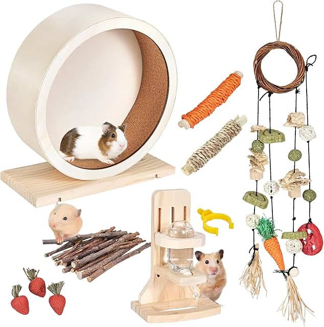 9.8 Inch Wooden Hamster Exercise Wheel Set