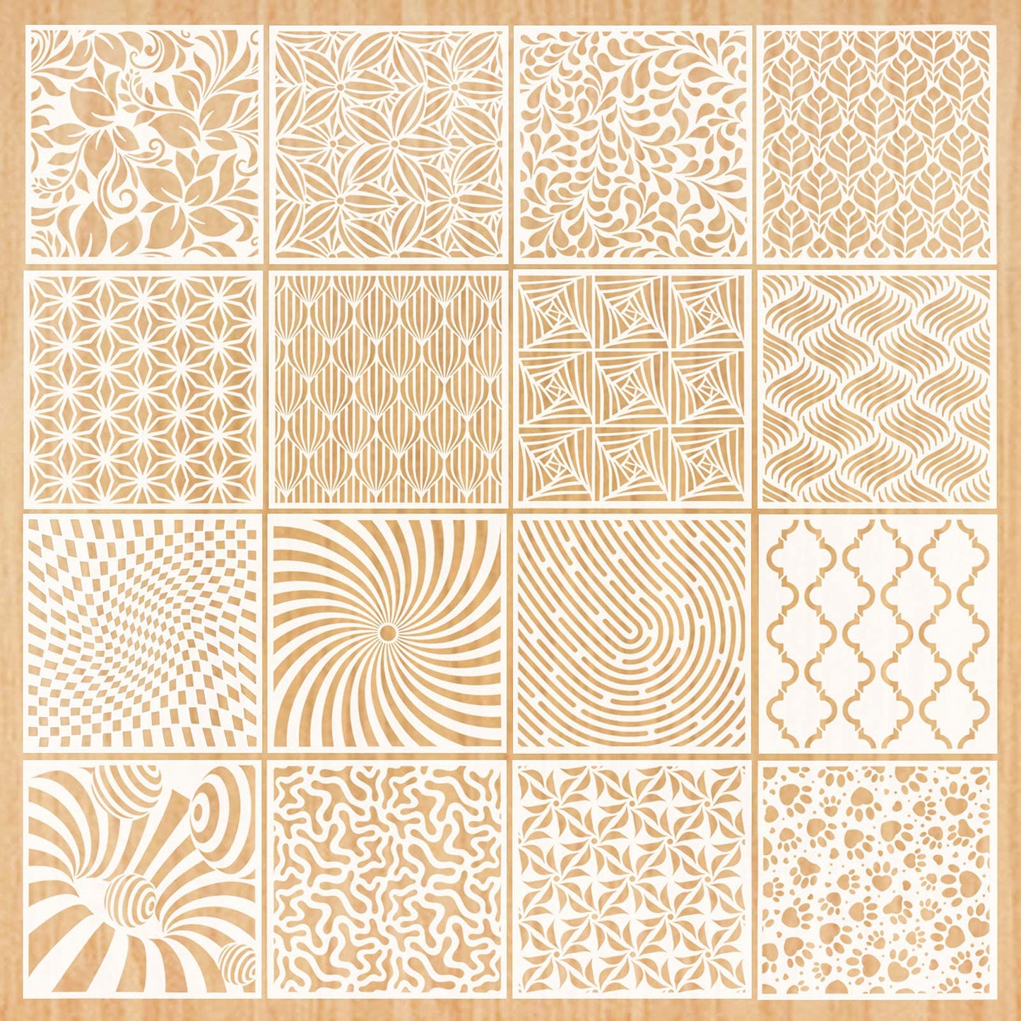 16-Pack 6x6 Inch Geometric Painting Templates