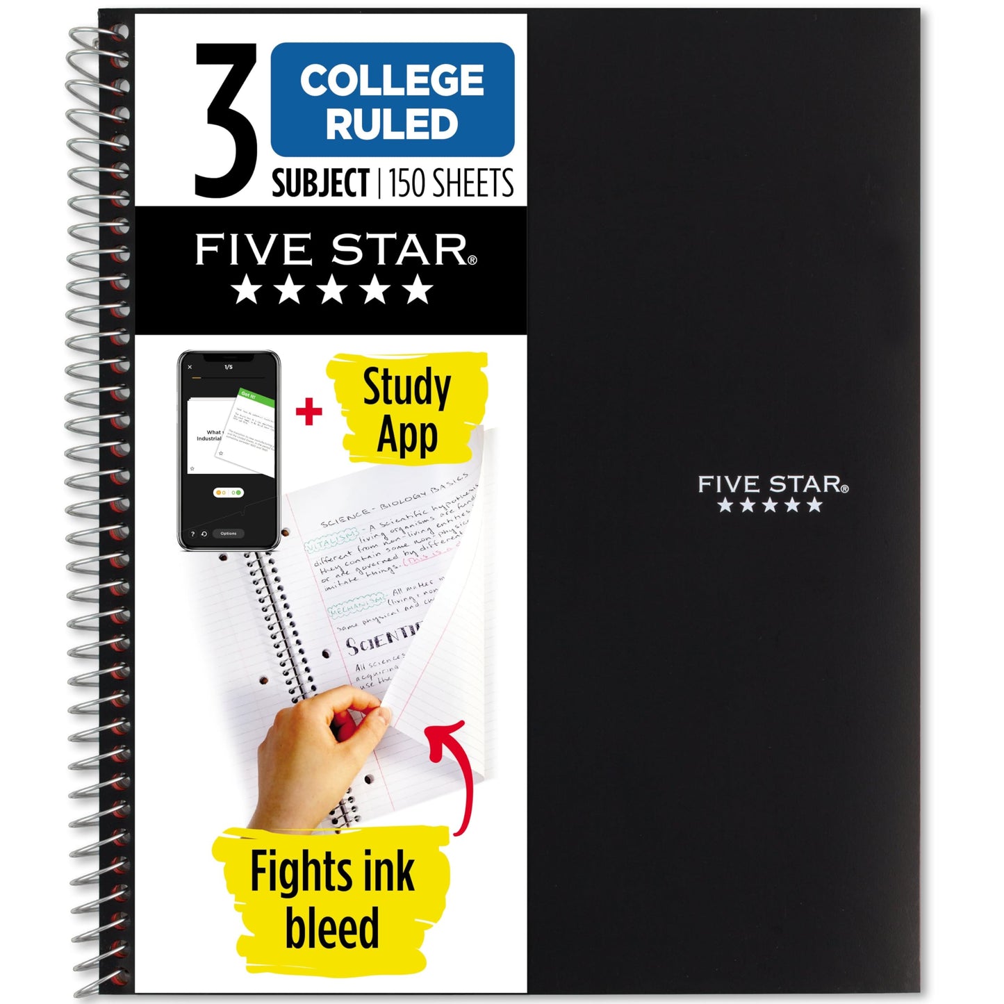Three-Subject Spiral Notebook with Water-Resistant Cover