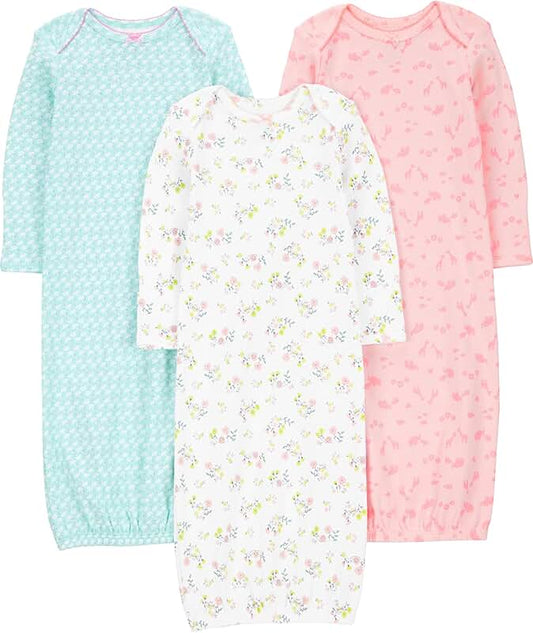 Three Baby Girl Cotton Sleep Gowns