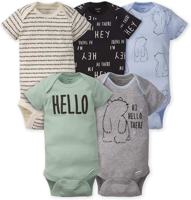 Baby Boys' 5-Pack Short Sleeve Bodysuits