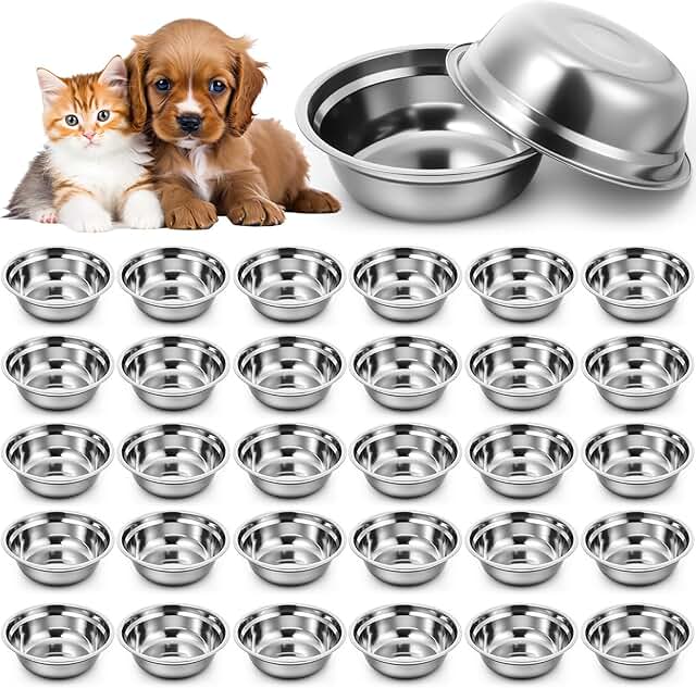 30 Pack Stainless Steel Dog Food and Water Bowls