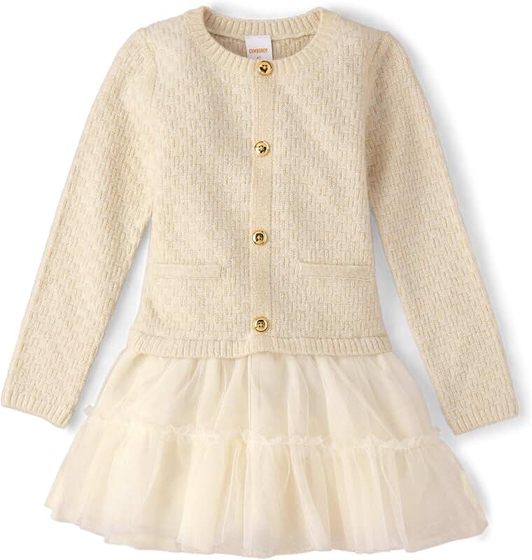 Girls' Toddler Long Sleeve Tutu Dress in Ivory