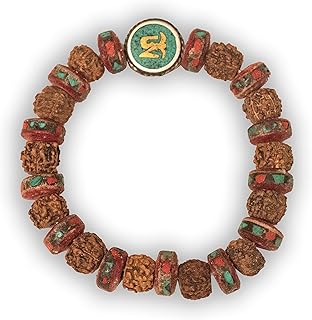 Handmade Yak Bone Rudraksha Wrist Mala with Turquoise Beads