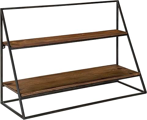 Rustic Two-Tier Wall Shelf, 24 x 8 x 16 inches