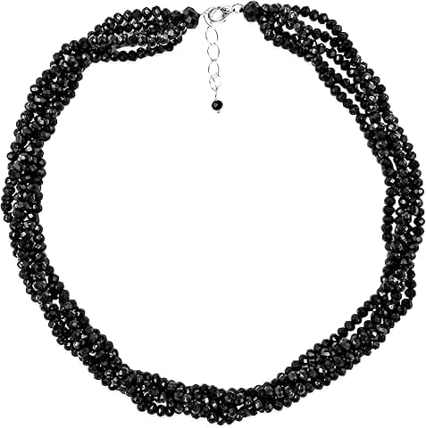 Layered Beaded Crystal Necklace with Bib Collar