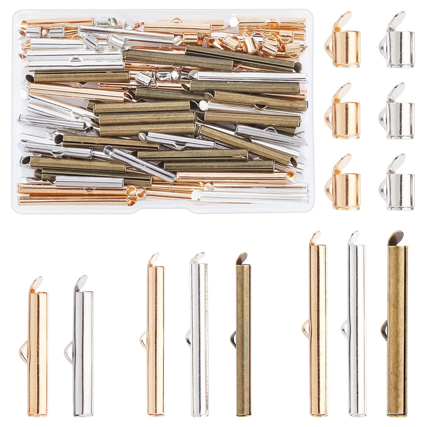 10 Styles Jewelry Tube End Caps for DIY Bead Projects