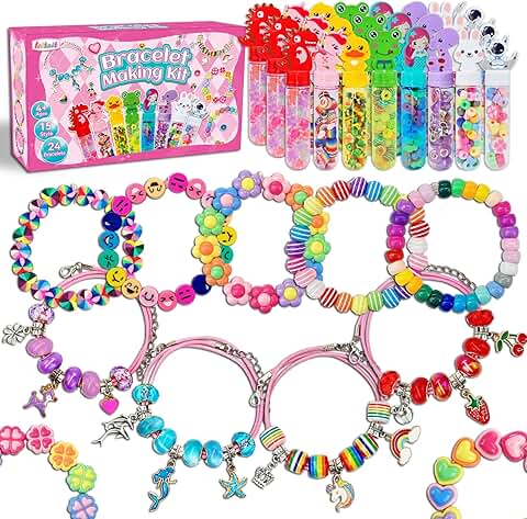 24-Pack Unicorn Charm Bracelet Making Kit for Kids