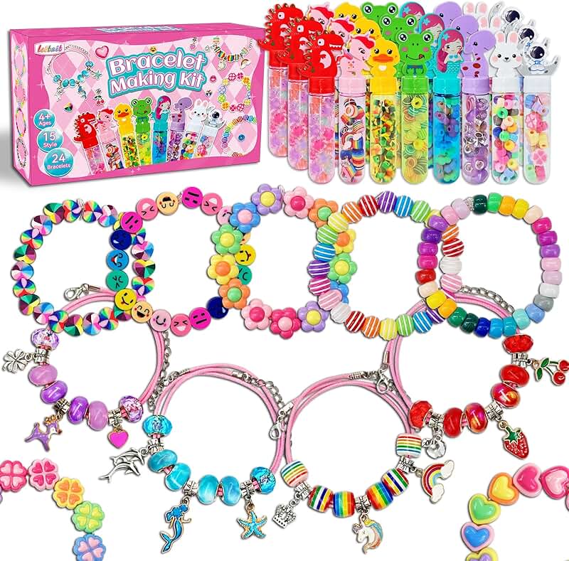 24-Pack Unicorn Charm Bracelet Making Kit for Kids