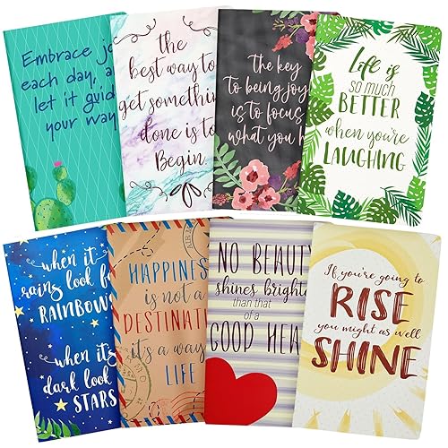 Set of 8 Motivational Quote Notebooks for Women and Students