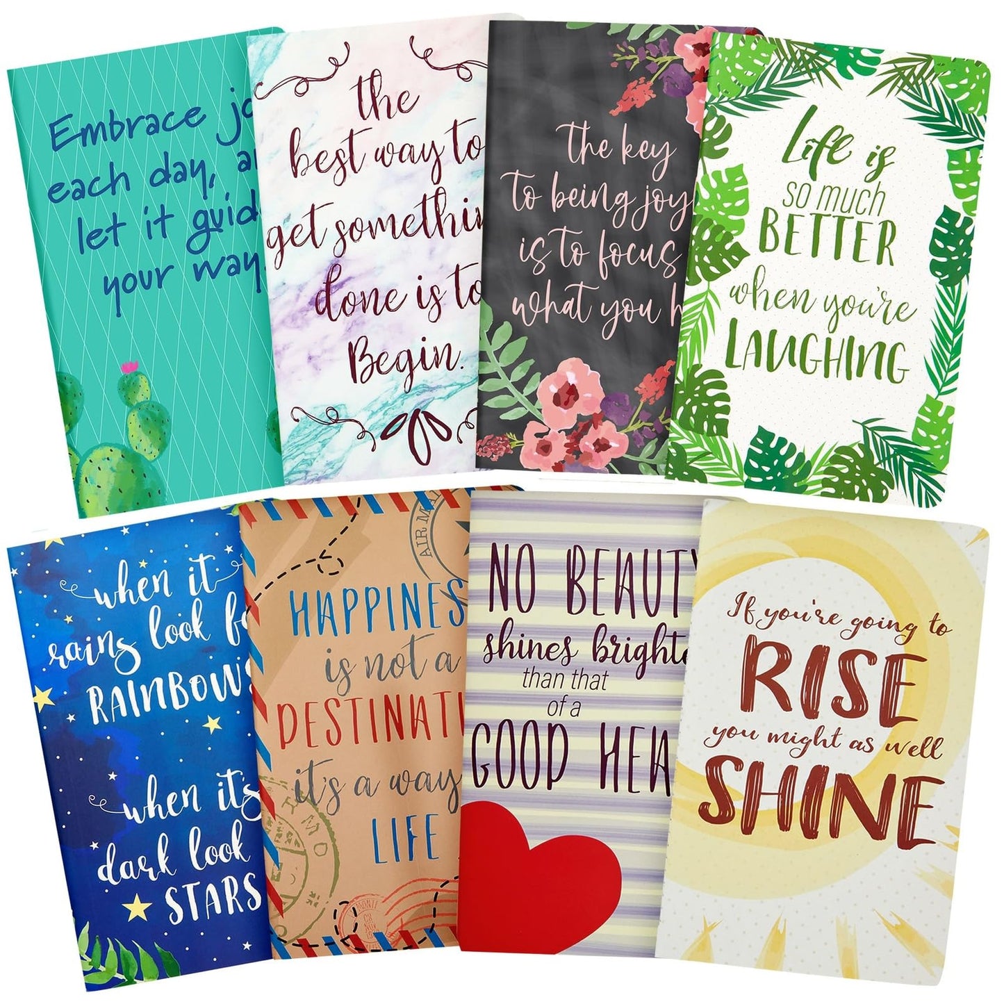 Set of 8 Motivational Quote Notebooks for Women and Students