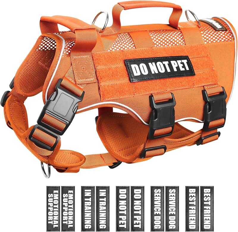 Mesh Dog Harness with Patches and Handle