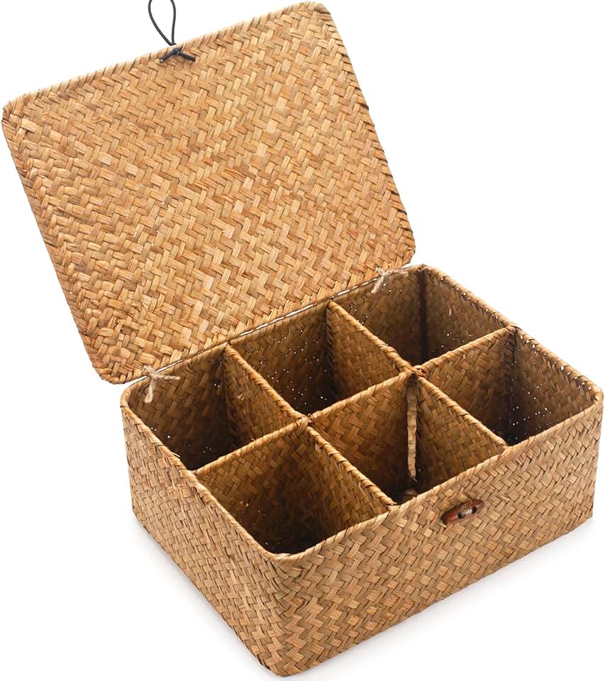 Seagrass Wicker Basket for Tea, Sugar, and Condiments