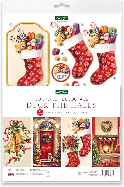 Deck The Halls Christmas Decoupage Sheets Pack