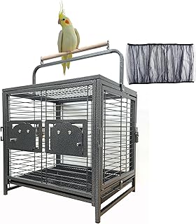 Portable Wrought Iron Bird Travel Cage with Cover